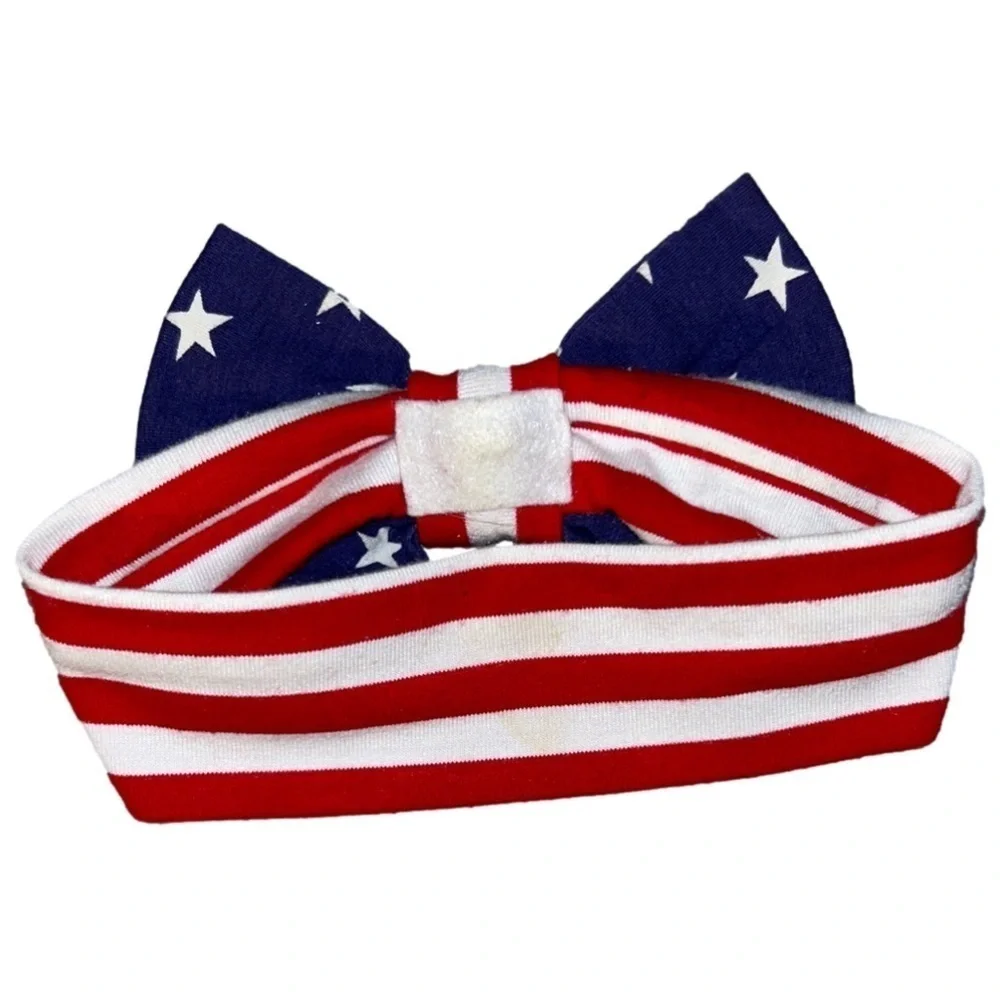 Three red, white and blue headbands